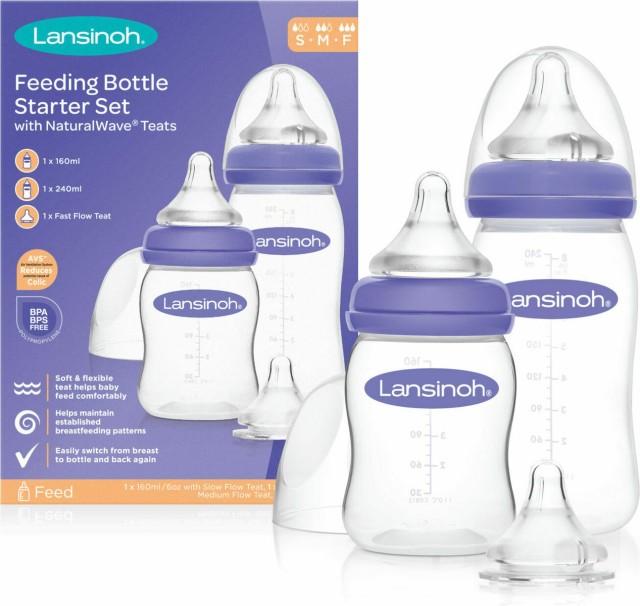 Lansinoh Starter Set Μπιμπερό Πλαστικό 1 x 160ml , 1 x 240ml & 3 Θηλές NaturalWave®