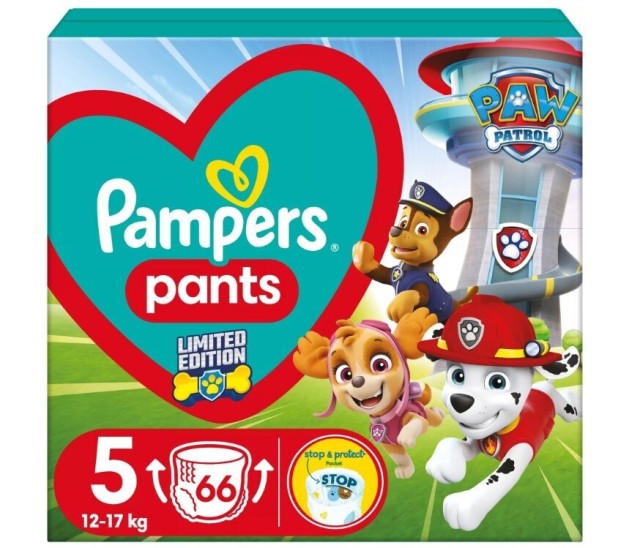 Pampers Pants Paw Patrol Πάνες Βρακάκι Μέγεθος 5 (12kg-17kg) 66τμχ