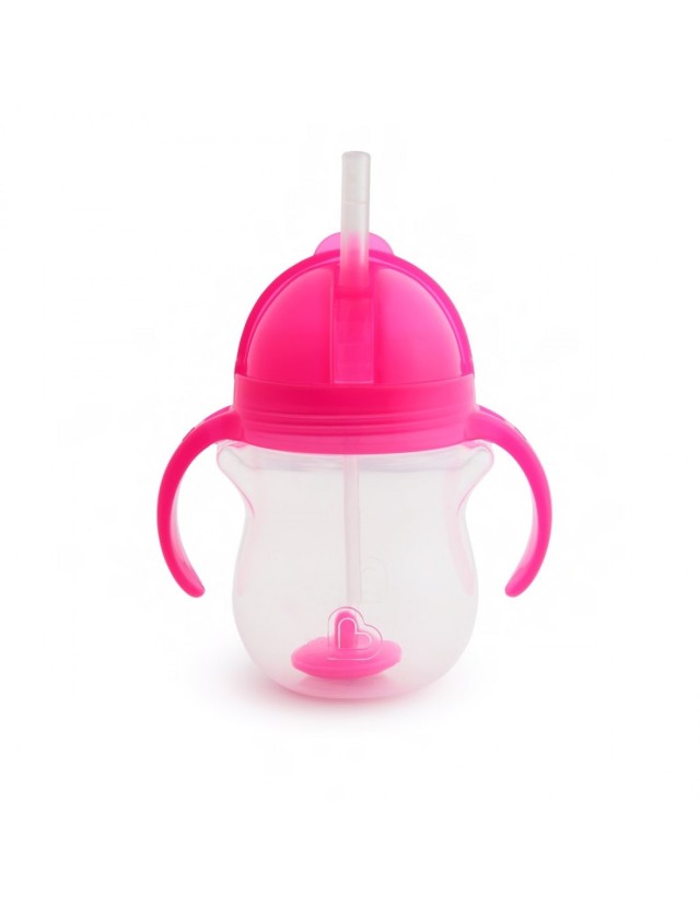 Munchkin Click Lock Tip & Sip Straw Cup Κύπελο Με Καλαμάκι Ροζ 6m+ 207ml