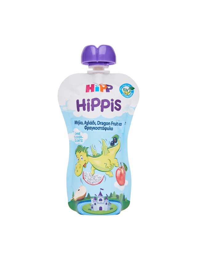 HiPPis  Φρουτοπολτός  με μήλο , αχλάδι & dragon fruit και φραγκοστάφυλο , 100gr, από 1 έτους.