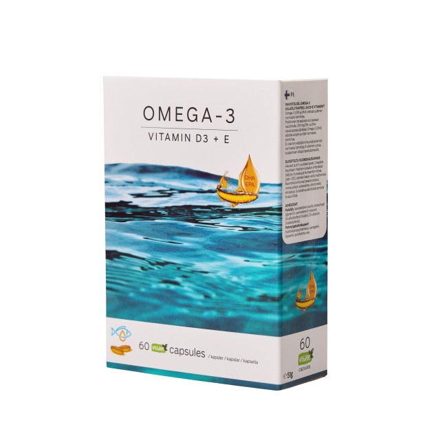 Omega-3 VIT D3 + E 60 Caps (Συμπλήρωμα Διατροφής με Ωμέγα-3 και Βιταμίνες D3 &  E)