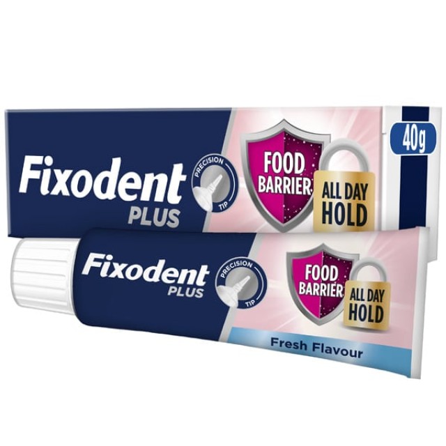 Fixodent Plus Food Barrier Fresh Στερεωτική Κρέμα Τεχνητής Οδοντοστοιχίας με Γεύση Μέντας, 40g