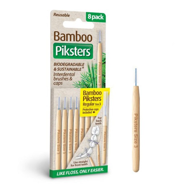 Piksters Bamboo Μεσοδόντια Βουρτσάκια Size 3 Regular 8τμχ