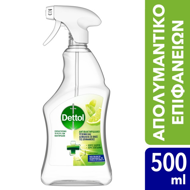 Dettol Απολυμαντικό Spray Γενικού Καθαρισμού Υγιεινή και Ασφάλεια Lime & Mint  500ml