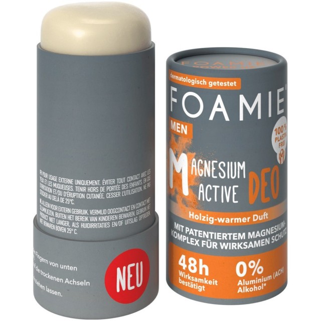 Foamie Magnesium Active Deodorant 48h Ανδρικό Αποσμητικό Με Φρέσκο Άρωμα Σε Μορφή Στικ Χωρίς Αλουμίνιο 40gr