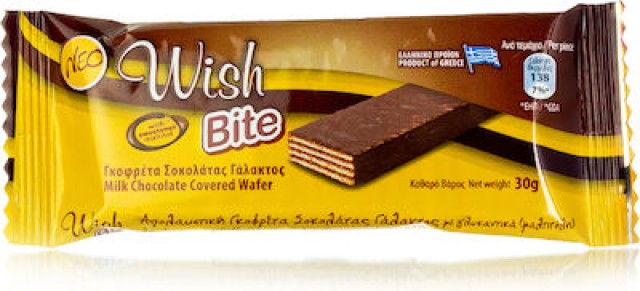 Wish Bite Γκοφρέτα Γάλακτος Χωρίς Ζάχαρη 30gr