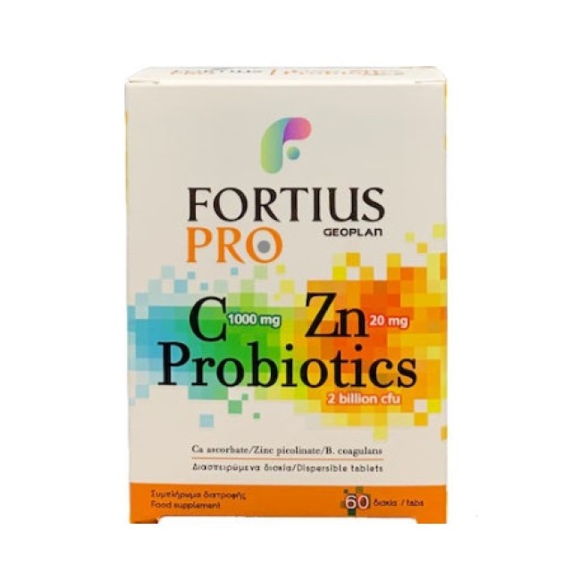 Geoplan Nutraceuticals Fortius Pro Συμπλήρωμα Διατροφής με Βιταμίνη C , Ψευδάργυρο & Προβιοτικά για το Ανοσοποιητικού 60 Ταμπλέτες