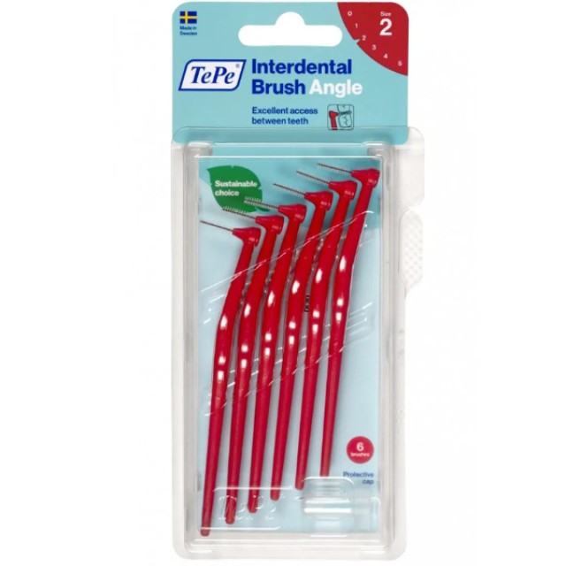 TePe International Brush Angle Μεσοδόντιο Βουρτσάκι No.2 Κόκκινο 0.5mm 6τμχ