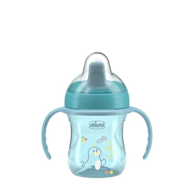 Chicco Training Cup Εκπαιδευτικό Ποτήρι Με Μαλακό Στόμιο Για 6+ Μηνών 200ml Sky Blue
