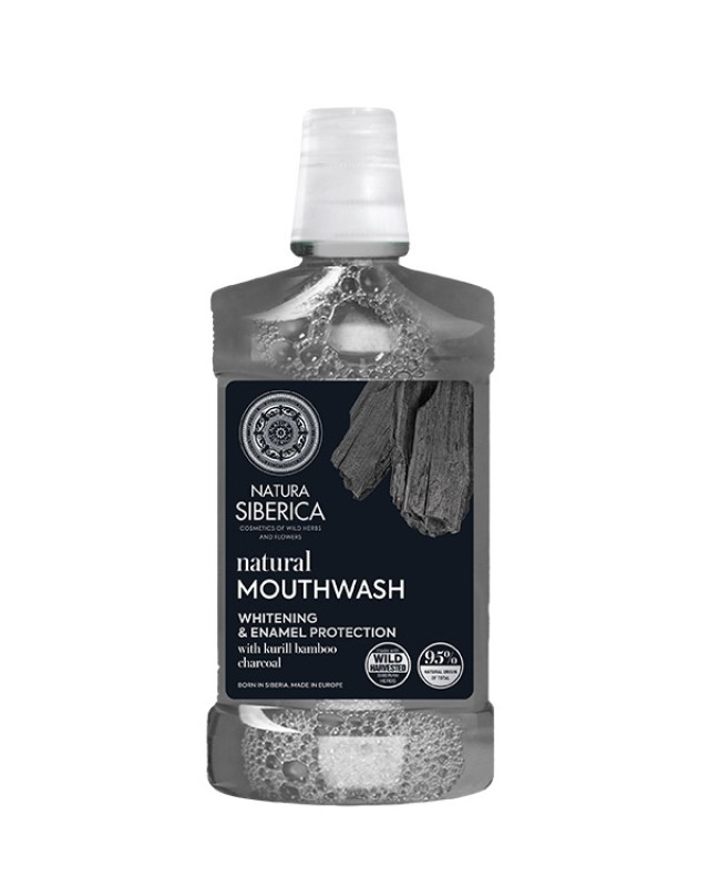 Natura Siberica Natural Mouthwash Bamboo Charcoal Whitening & Enamel Protection Στοματικό Διάλυμα Για Λεύκανση 520ml
