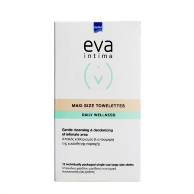 Intermed Eva Intima Maxi Size Towelettes Μαντηλάκια Καθαρισμού Ευαίσθητης Περιοχής 12 φακελάκια