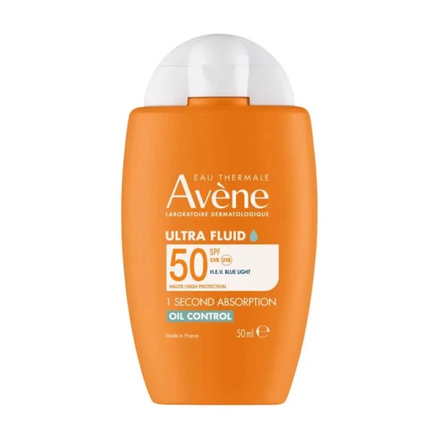 Avene Ultra Fluid Oil Control Spf50 Αντηλιακή Κρέμα Προσώπου Πολύ Υψηλής Προστασίας για Λιπαρό & Ευαίσθητο Δέρμα, 50ml