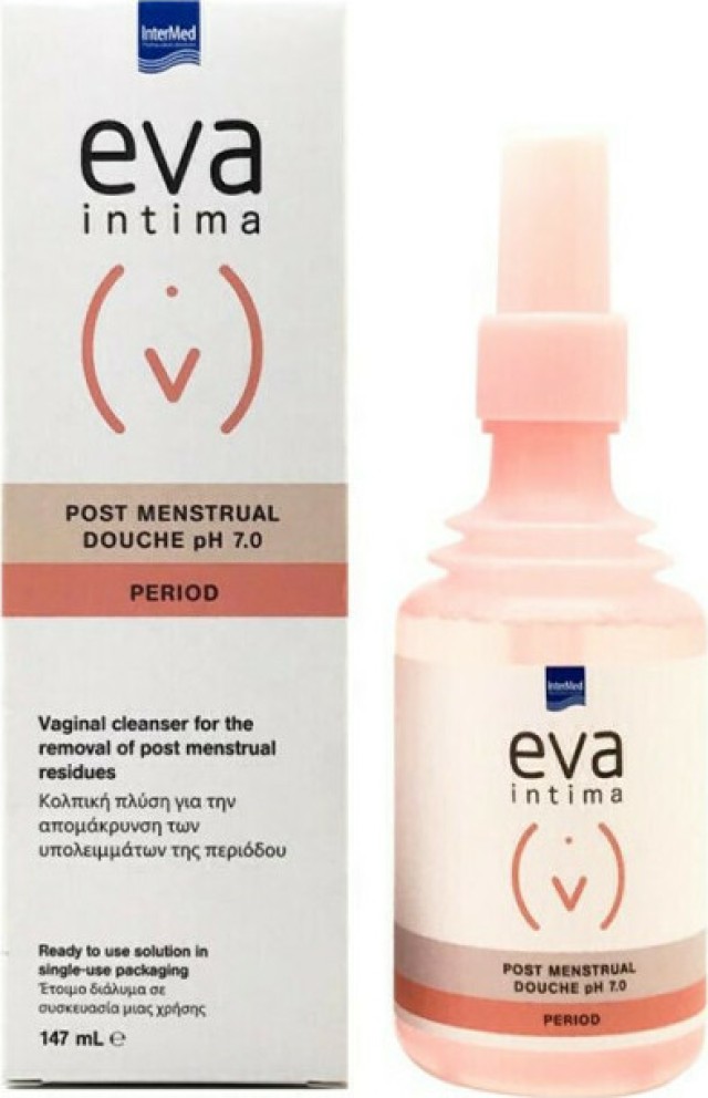 Intermed Eva Intima Period Post Menstrual Douche pH 7.0 Κολπική Πλύση Για Την Απομάκρυνση Των Υπολειμμάτων Της Περιόδου 147ml