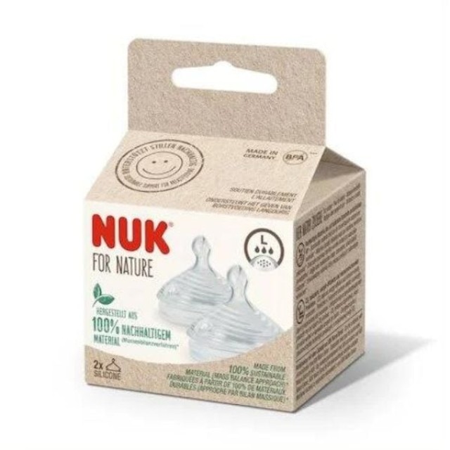Nuk For Nature Θήλη (10.12.4027) Silicone 2 Μέγεθος L, 2τεμ