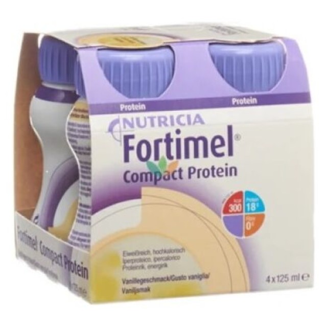 Nutricia Fortimel Compact Protein Ειδικό Συμπλήρωμα Διατροφής 4 x 125ml Βανίλια