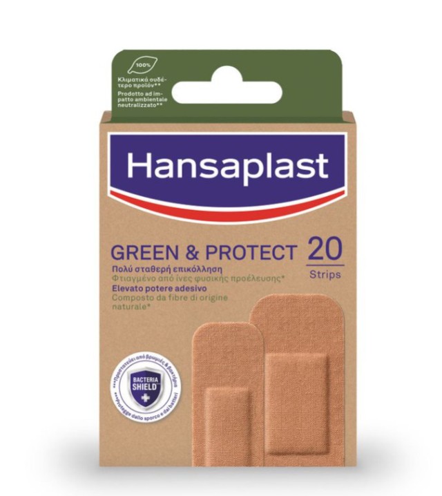 Hansaplast Green & Protect-Καινοτόμα Επιθέματα με Υλικά Φυσικής Προέλευσης 2 Μεγέθη 20τμχ