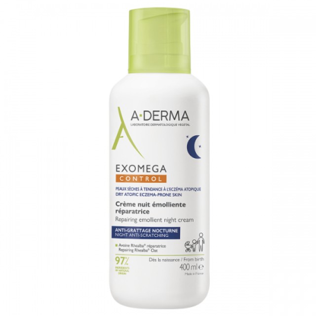 A-DERMA Exomega Control Επανορθωτική μαλακτική κρέμα νυκτός 400ml