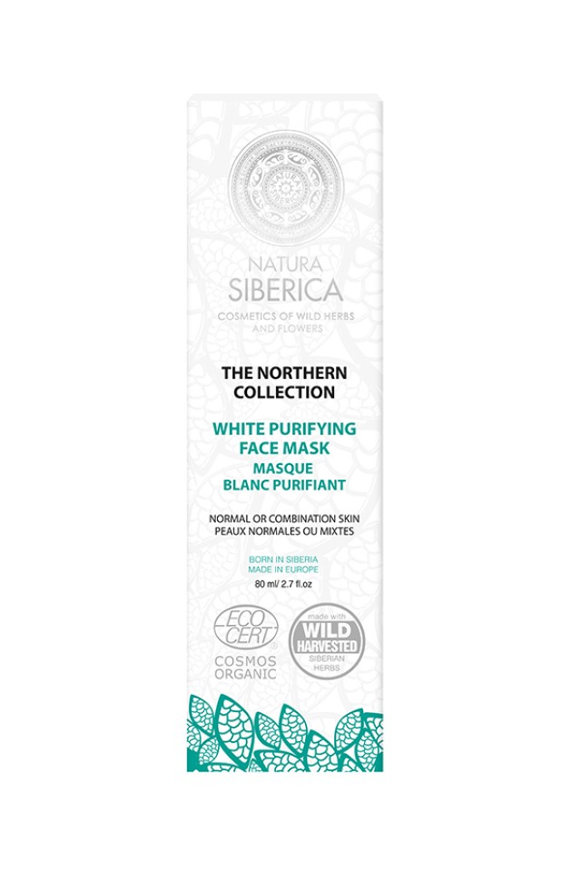 Natura Siberica Northern Collection White Purifying Face Mask Λευκή Μάσκα Καθαρισμού Προσώπου Για Κανονικές/Μικτές Επιδερμίδες 80ml
