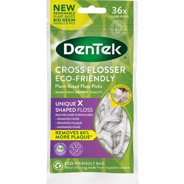 Dentek Cross Flosser Plant-Based Unique X Shaped Floss Picks 36 Τεμάχια