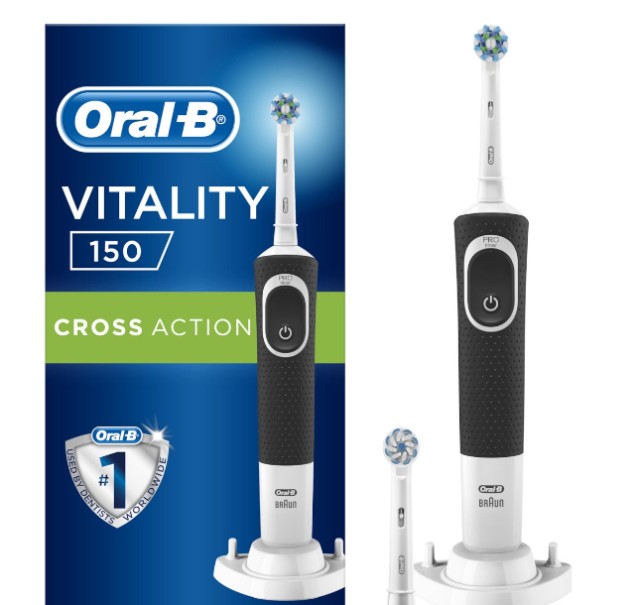 Oral-B Vitality 150 CrossAction Black Επαναφορτιζόμενη Ηλεκτρική Οδοντόβουρτσα 1τμχ