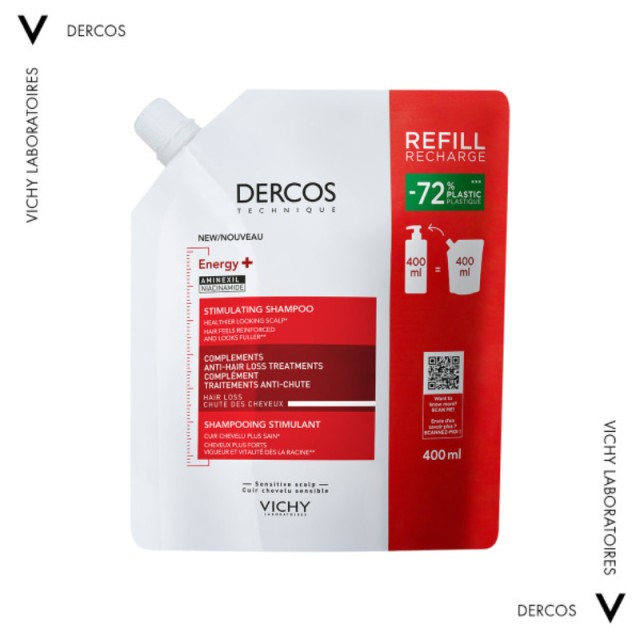 Vichy Dercos Energy+ Refill Σαμπουάν κατά της Τριχόπτωσης για Όλους τους Τύπους Μαλλιών 400ml