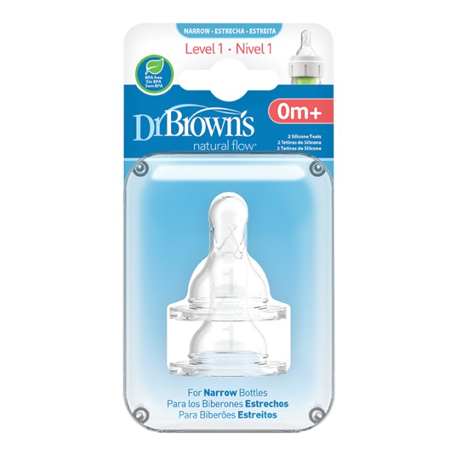 Dr. Browns 302 Options Θηλές Σιλικόνης για Μπιμπερό με Στενό Λαιμό 0m+ 2τμχ