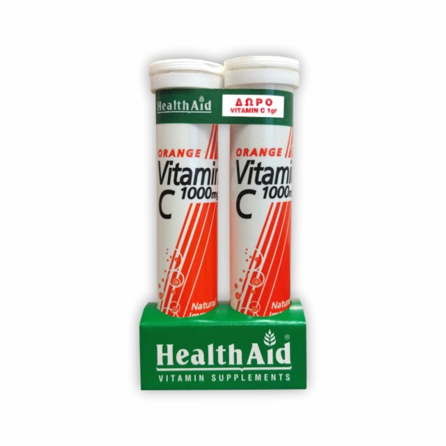 Health Aid Promo Vitamin C 1000mg Πορτοκάλι 20 Αναβράζοντα Δισκία [1+1 Δώρο]