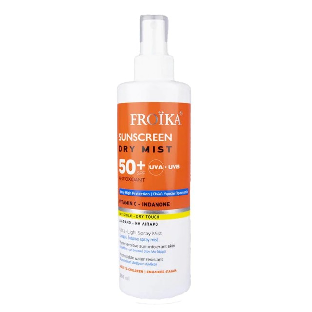 Froika Sunscreen Dry Mist Αντηλιακό Διάφανο Μη Λιπαρό για Ευαίσθητη & Μη Ανεκτική στον Ήλιο Επιδερμίδα SPF50+, 250ml