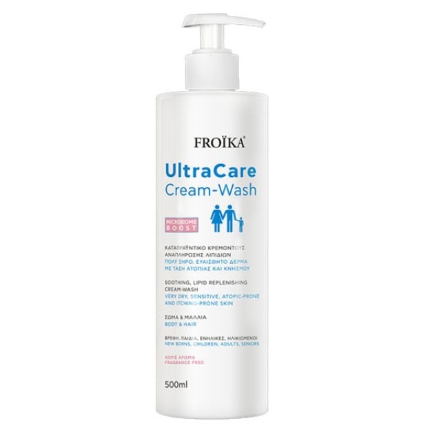 Froika UltraCare Cream Wash Καταπραϋντικό Κρεμοντούς για Πολύ Ξηρό & Ευαίσθητο Δέρμα με Τάση Ατοπίας & Κνησμού για Μαλλιά & Σώμα, 500ml