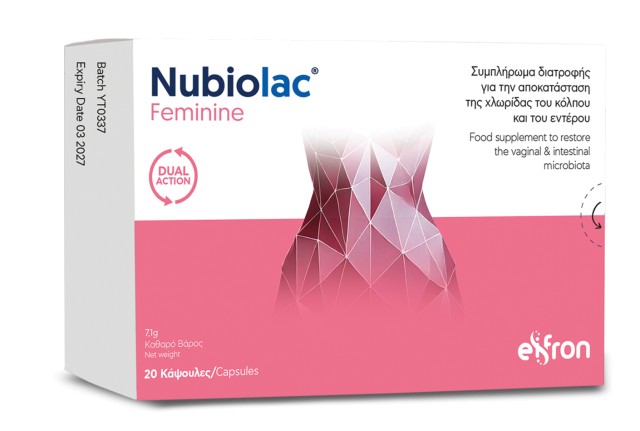 Eifron Nubiolac Feminine, 20 Κάψουλες Συμπλήρωμα για την Ισορροπία της Κολπικής & Εντερικής Χλωρίδας