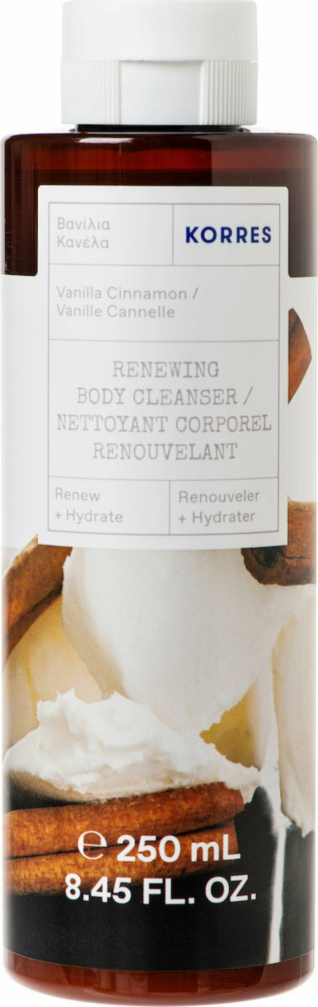 Korres Renewing Body Cleanser Vanilla Cinnamon Αφρόλουτρο Βανίλια Κανέλα 250ml