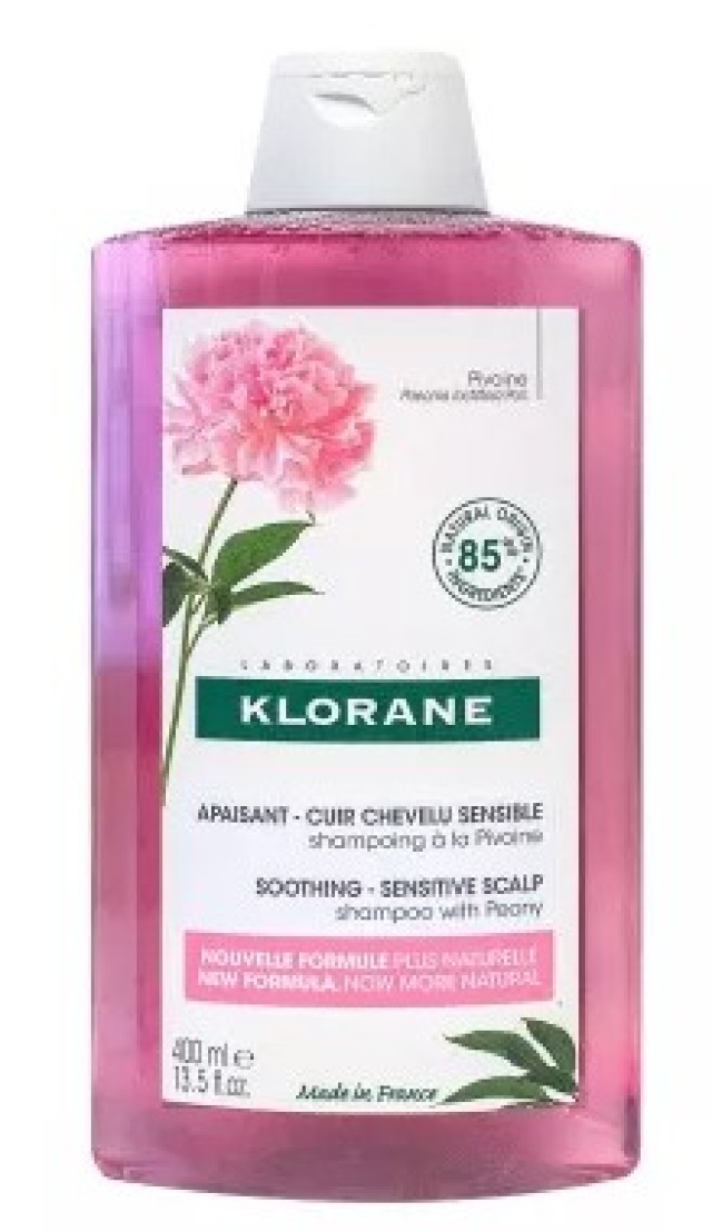 Klorane Shampoo Peony Bio Σαμπουάν Με Παιώνια Για Ερεθισμένο Τριχωτό 400ml