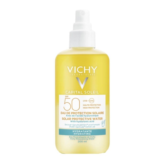 Vichy Capital Soleil Solar Protective Water Hydrating SPF50 Ενυδατικό Νερό Υψηλής Προστασίας Από Τον Ήλιο Με Υαλουρονικό Οξύ 200ml