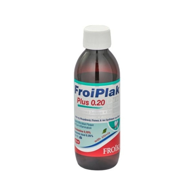 Froika FroiPlak Plus 0.20 PVP Action Στοματικό Διάλυμα κατά της Οδοντικής Πλάκας & της Χρώσης για Ερεθισμένα Ούλα, 250ml
