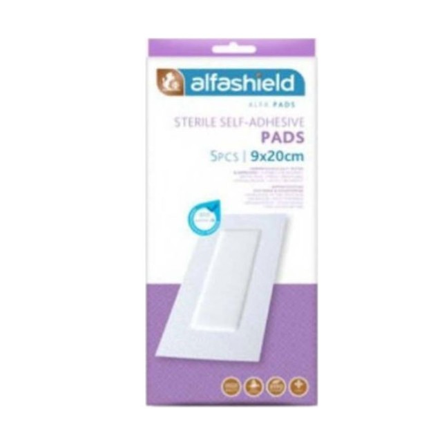 ALFASHIELD Alfa Pads Sterile Self-Adhesive Pads - Αποστειρωμένα Αυτοκόλλητα Επιθέματα - 9x20cm - 5τμχ.