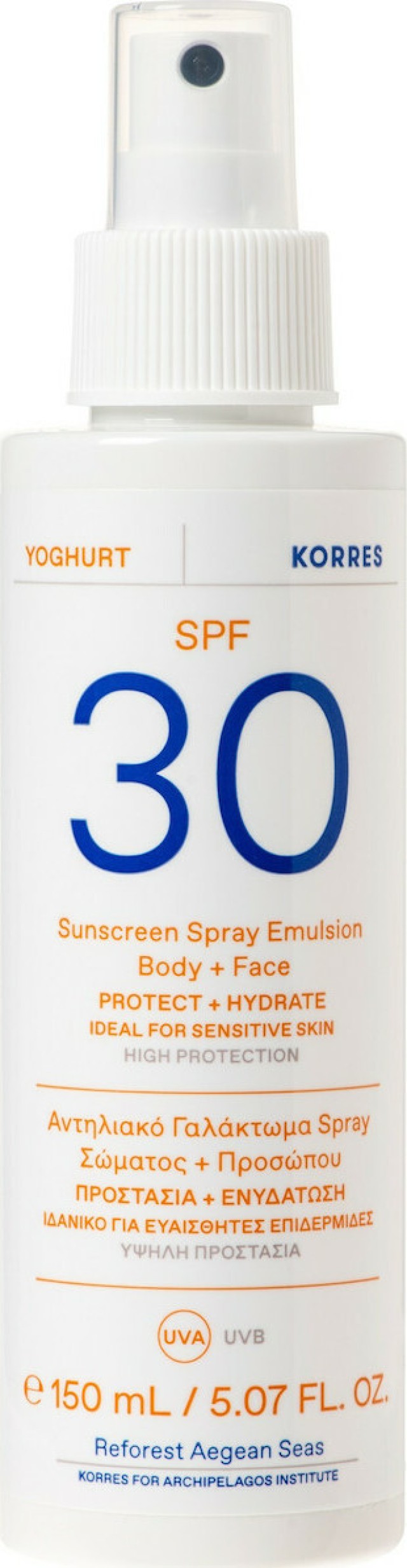 Korres Yoghurt Sunscreen Spray Emulsion Body & Face Αντηλιακό Γαλάκτωμα Σώματος & Προσώπου Σε Σπρέι SPF30 150ml