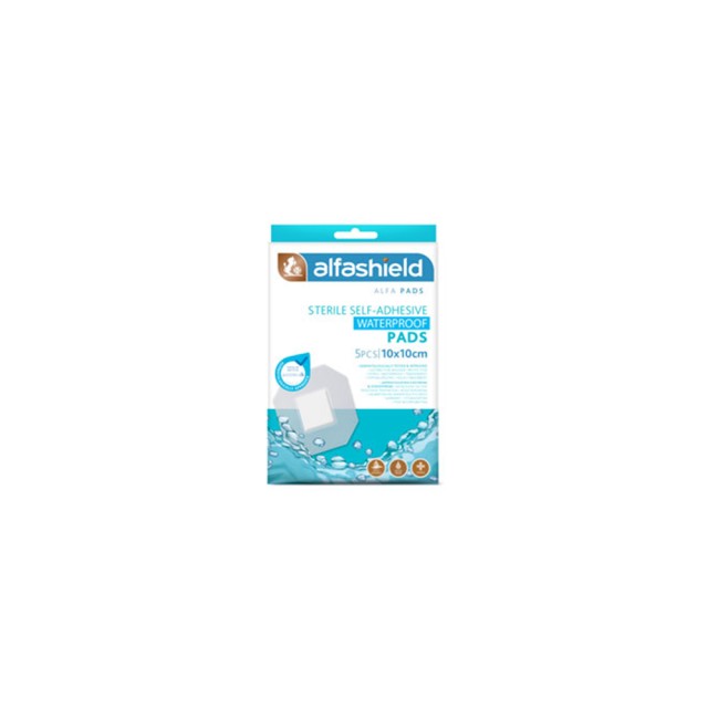 ALFASHIELD Alfa Pads Sterile Self-Adhesive Waterproof Pads - Αποστειρωμένα Αυτοκόλλητα Αδιάβροχα Επιθέματα - 10x10cm - 5τμχ.