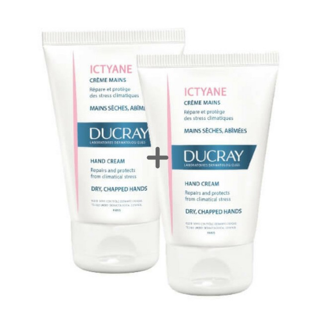 Ducray Promo Ictyane Hand Cream Dry Chapped Hands Ενυδατική Κρέμα Χεριών Κατά της Ξηρότητας 2x50ml (Προνομιακή Συσκευασία)