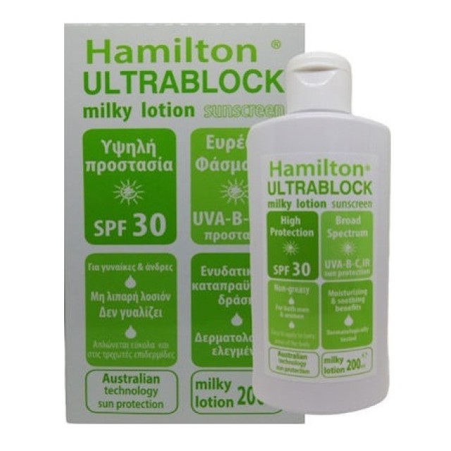 Hamilton Ultrablock Body Sunscreen Milky Lotion Αντιηλιακό Γαλάκτωμα Σώματος SPF30 200ml