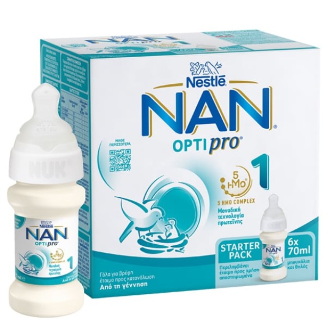Nestle Nan Optipro 1 Γάλα για Βρέφη Έτοιμο προς Κατανάλωση από τη Γέννηση, 6x70ml
