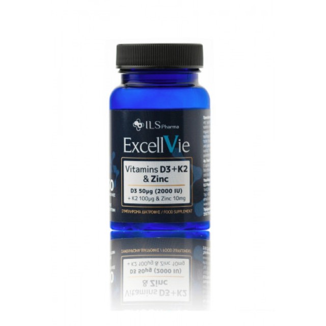 Ils Pharma Excellvie Vitamin D3+Κ2+Zinc 2000iu Συμπλήρωμα Διατροφής, 30caps
