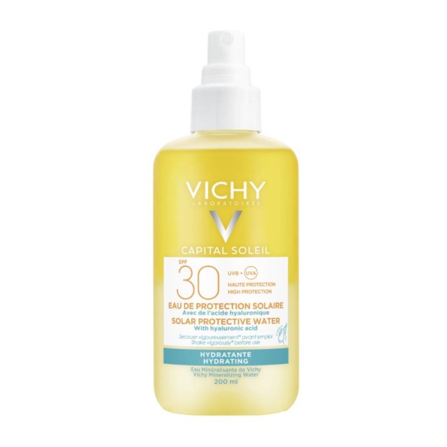 Vichy Capital Soleil Solar Protective Water Hydrating SPF30 Ενυδατικό Νερό Μεσαίας Προστασίας Από Τον Ήλιο Με Υαλουρονικό Οξύ 200ml