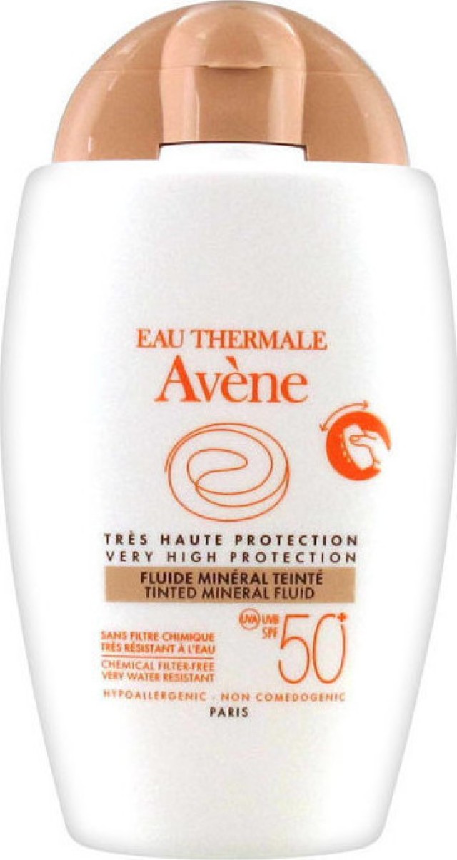 Avene Eau Thermale Fluide Mineral Teinte Αδιάβροχη Αντηλιακή Κρέμα Προσώπου Με Χρώμα SPF50 40ml