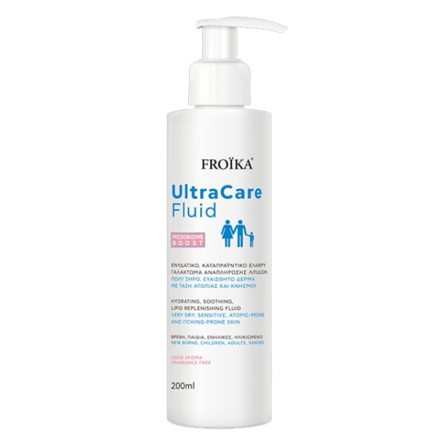 Froika UltraCare Fluid Ενυδατικό, Καταπραϋντικό Ελαφρύ Γαλάκτωμα για Πολύ Ξηρό & Ευαίσθητο Δέρμα με Τάση Ατοπίας & Κνησμού, 200ml