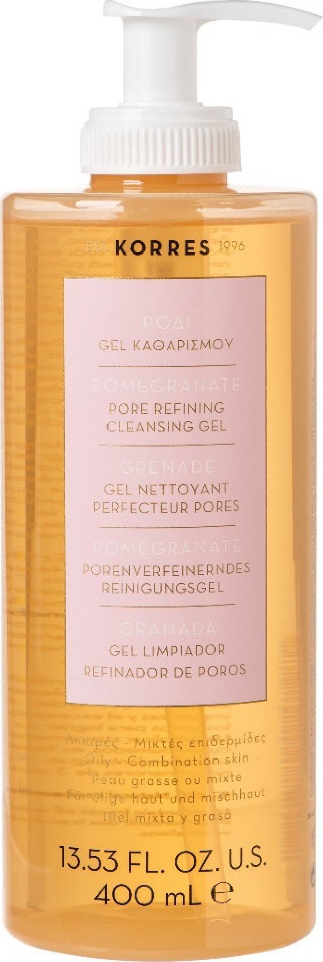 Korres Pomegranate Pore Refining Cleansing Gel Τζελ Καθαρισμού Προσώπου Για Λιπαρές Επιδερμίδες 400ml