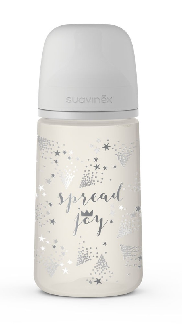 Suavinex Πλαστικό Μπιμπερό Spread Joy Grey Θηλή Σιλικόνης 3m+ 270ml