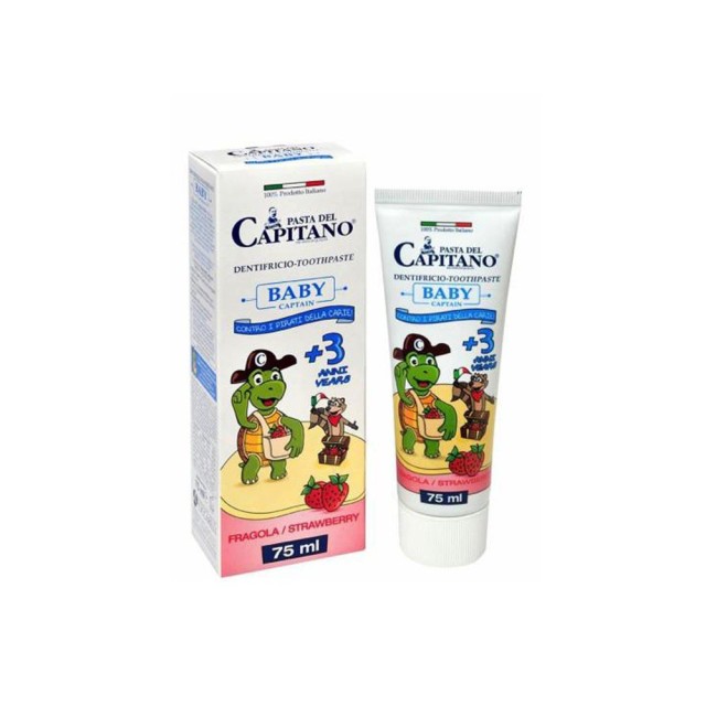 Pasta del Capitano Toothpaste Baby Strawberry Οδοντόπαστα Με Γεύση Φράουλα Για Παιδιά 3 Ετών+ 75ml