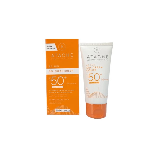 Atache Be Sun Gel Cream Color SPF50+ Αντηλιακή Κρέμα Προσώπου με Χρώμα για Μεικτή-Λιπαρή Επιδερμίδα, 50ml