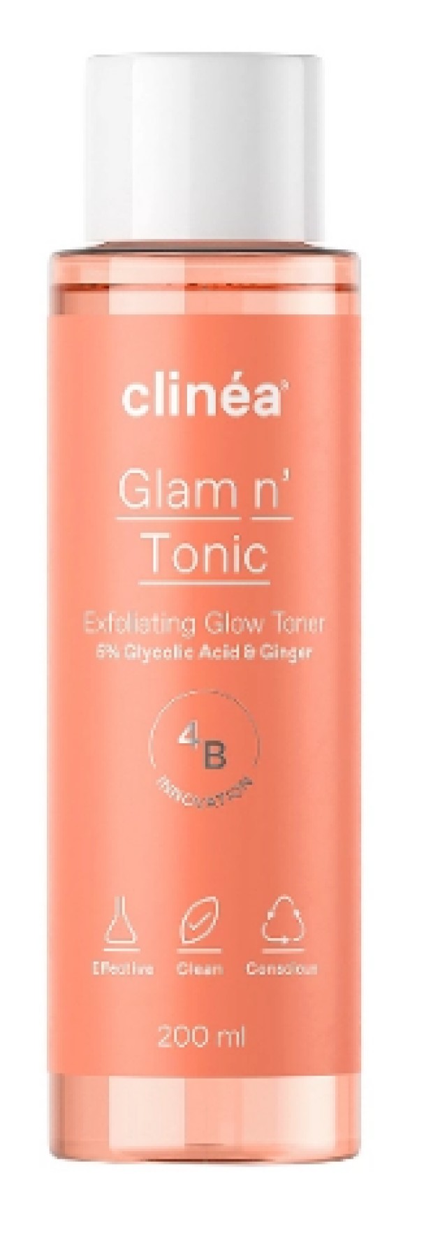 Clinea Glam n Tonic Exfolliating Glow Toner Απολεπιστική Τονωτική Λοσιόν Για Λάμψη 200ml