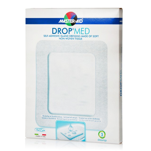 Masteraid Drop Med Αυτοκόλλητες Αντικολλητικές Γάζες 15x17cm (10x12), 3 τεμάχια